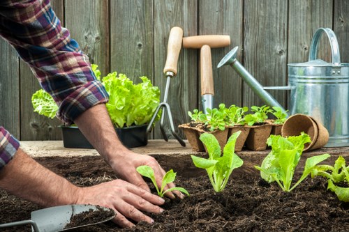 Gardener preparing a safe and tidy work area