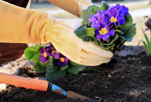 Professional gardeners managing payment and service details in Blackfriars